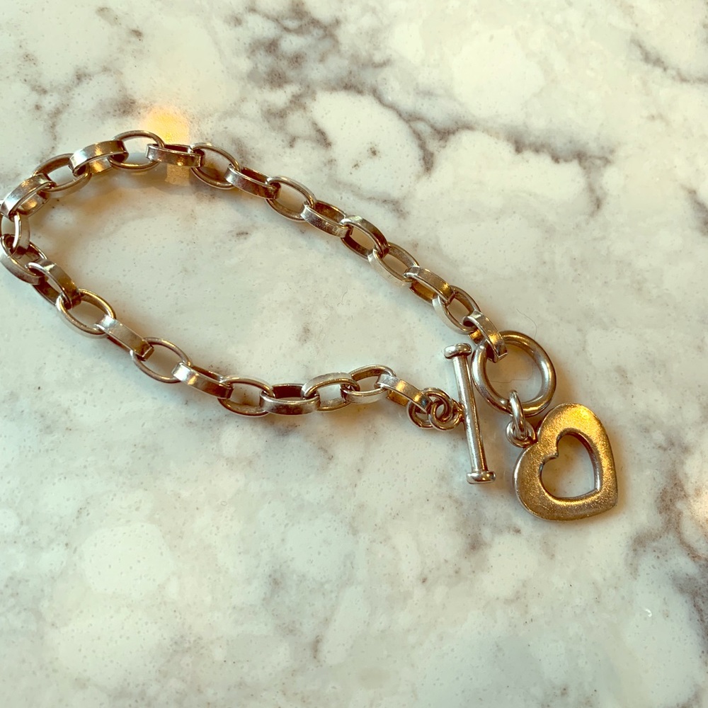 Sterling silver link charm bracelet